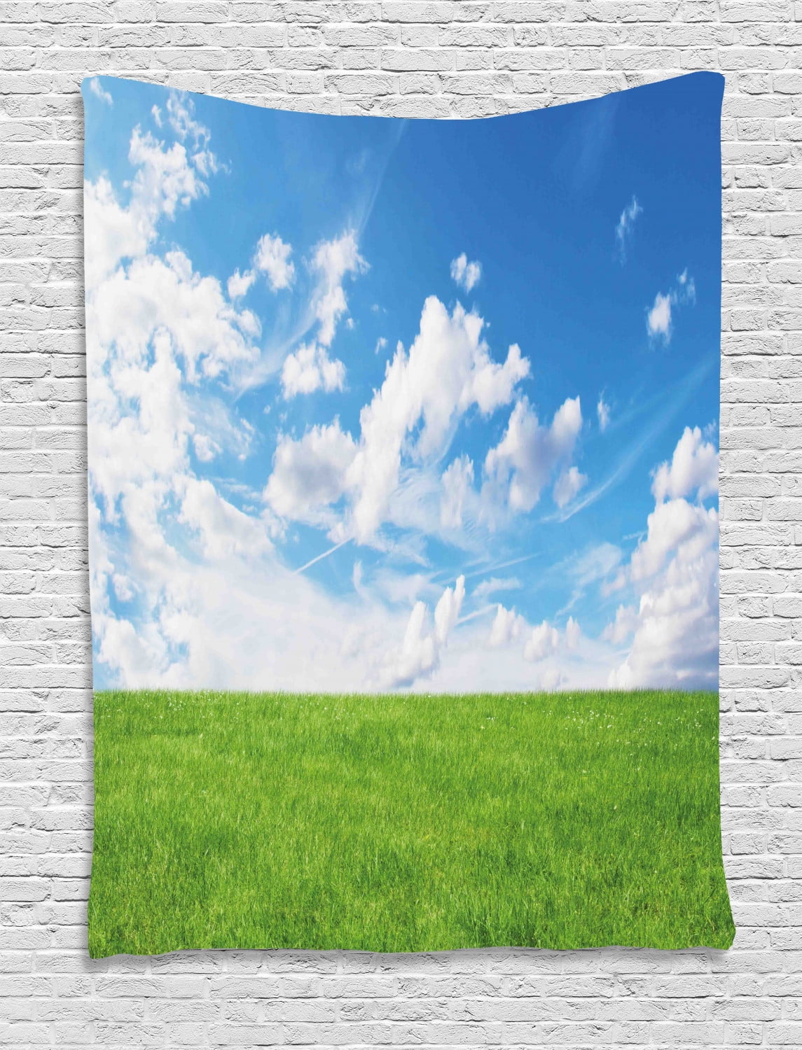 hanging wall greenery on Blue Sky Tapestry Landscape Scenery Print Of Greenery Land With A Clear Clouds Sky Wall Hanging For Bedroom Living Room Dorm Decor Lime Green And Sea Blue By Ambesonne Walmart Com
