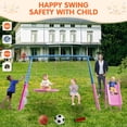 thumbnail image 4 of 5-in-1 Metal Swing Set for Backyard, Kids Outdoor Playground Playset with Slide, Saucer & Single Belt Swings, Basketball Hoop + Soccer Goal, Heavy Duty A-Frame for Ages 3–10, 4 of 8