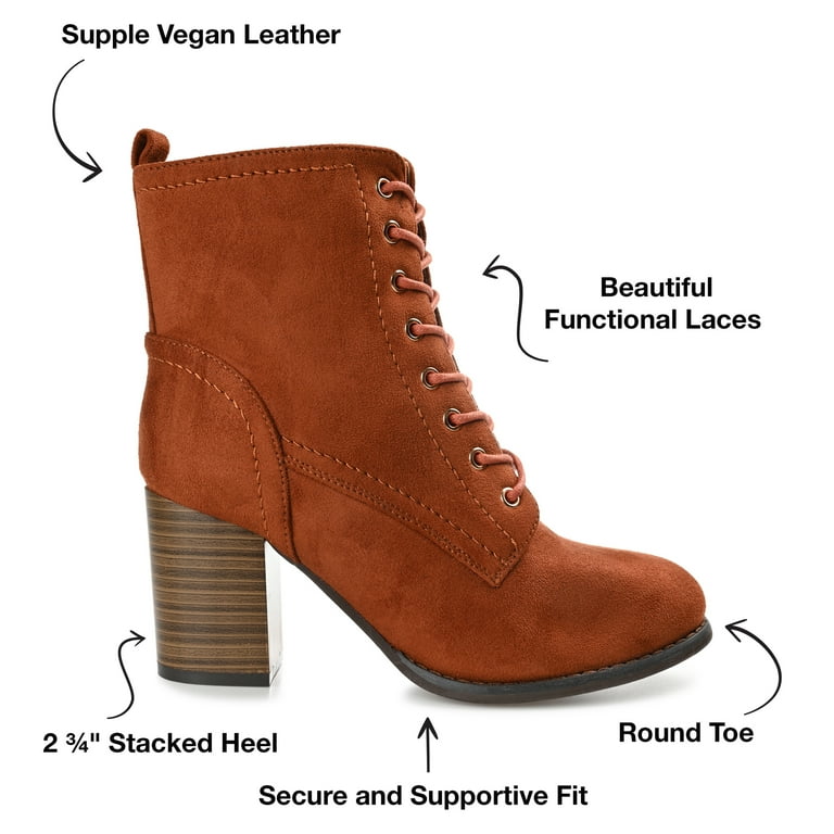 Journee Collection Womens Baylor Lace Up Stacked Heel Booties Walmart