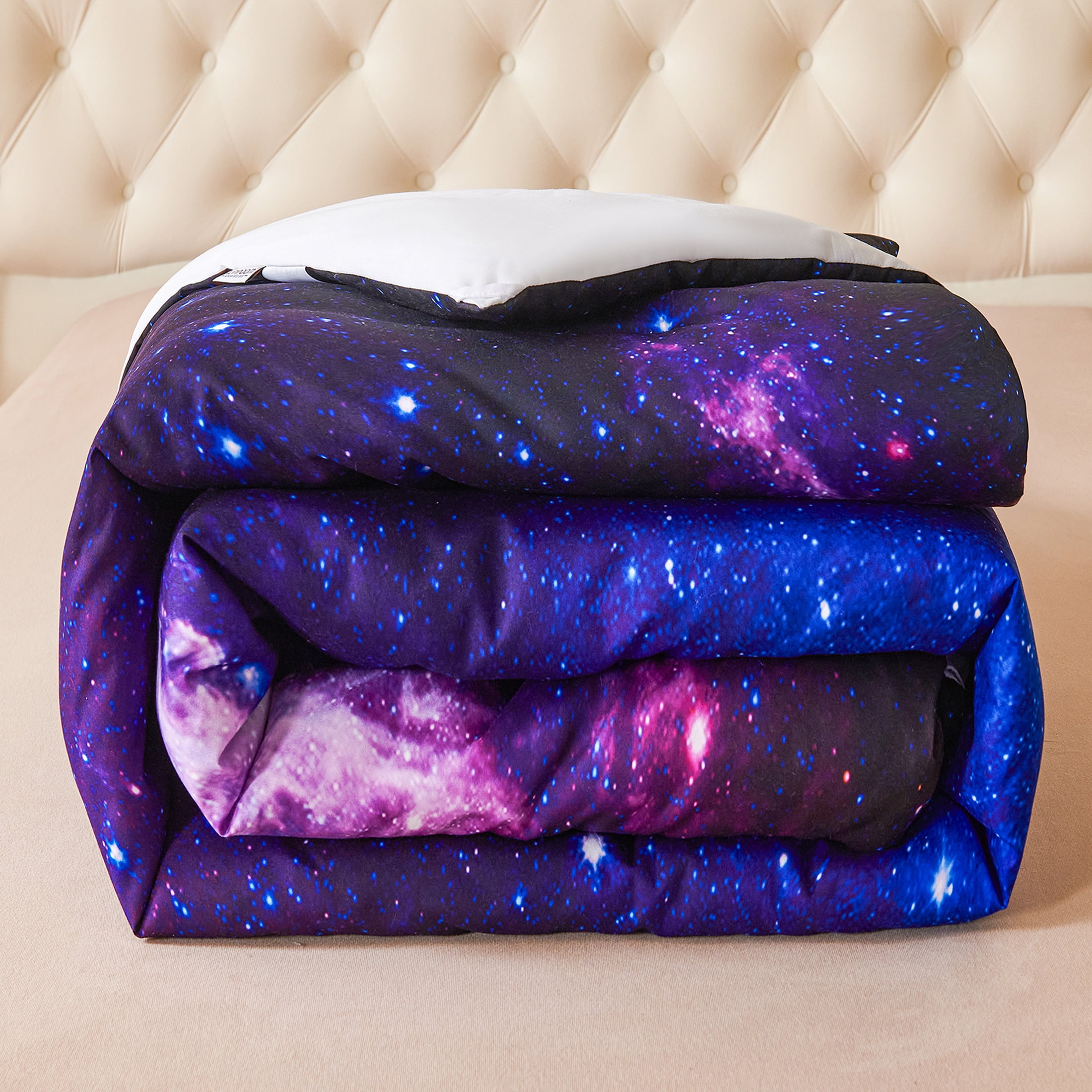 Koniroom 3-Piece Galaxy Comforter Set Full Size - Cosmic Blue and Purple Bedding with Reversible Design, Ideal Gift Idea for Teen Boys and Girls