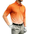 thumbnail image 2 of TKKCS Mens Gradient Long Sleeve Polo Shirts- Casual Stretch Lightweight Regular Fit Golf Shirts Orange Size M, 2 of 7