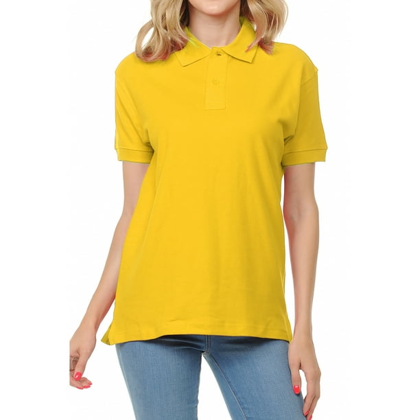 Basico (Gold) Polo Collared Shirts For Women 100 Cotton Short Sleeve