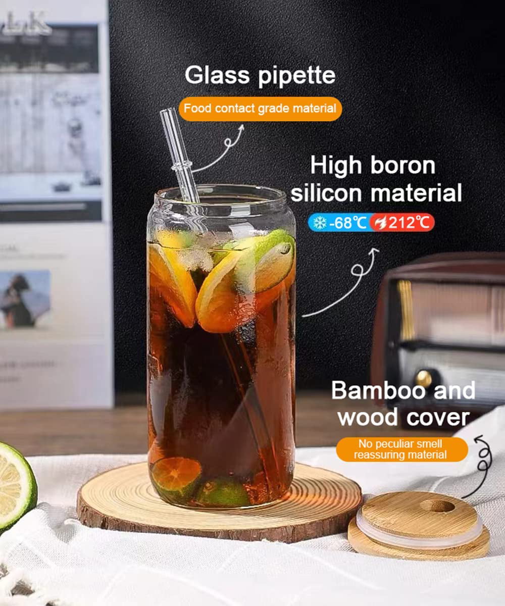 WISIMMALL Drinking Glasses with Bamboo Lids and Glass Straw 2PCS Set, 16oz  Can Shaped Glass Cups wit…See more WISIMMALL Drinking Glasses with Bamboo