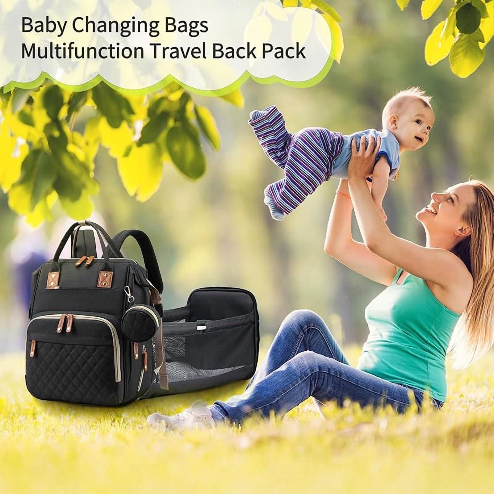 Diaper Bag with Changing Station, Waterproof 3 in 1 Baby Diaper Backpack with Foldable Changing Pad, Large Travel Back Pack for Baby Girl Boy, Baby essentials