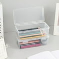 thumbnail image 3 of HongHeng Clearance Under $2.00 Extra Large Capacity Plastic Pencil Box Stackable Translucent Clear Pencil Box office Supplies Storage Organizer Box for Gel Pens Erasers Tape Pens Pencils Mark, 3 of 7