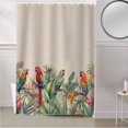 thumbnail image 5 of Fabric Shower Curtain, Summer Tropical Palm Tree with Parrot Beige Texture Shower Curtains with 12 Hooks Waterproof Machine Washable Bath Curtains for Bathroom,48x 72in, 5 of 6
