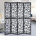 thumbnail image 2 of Roundhill Furniture Giyano Rice Paper/Wood 4-Panel Screen Room Divider in Black, 2 of 7