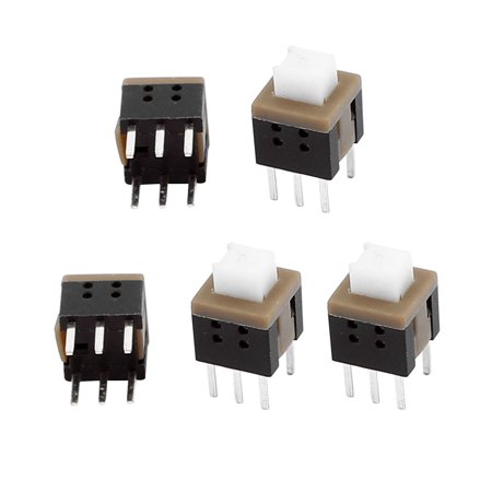 Pan Push Button - 5Pcs 6 Pin Square 5.8mmx5.8mmx7.4mm Self-Locking DPDT Push Button Switch