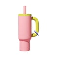thumbnail image 1 of Vaso Térmico de Acero Inoxidable de 40 Oz con Pajita y Aislamiento para Hielo, Gran Capacidad, con de Café, Color Rosa., 1 of 5