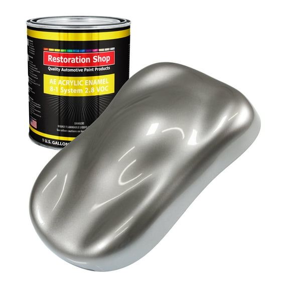 Restoration Shop Titanium Gray Metallic Acrylic Enamel Auto Paint - Gallon Paint Color Only - Single Stage High Gloss