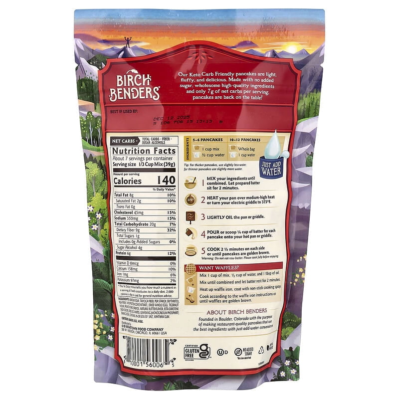Birch Benders, Pancake & Waffle Mix, Keto, 10 oz (283 g) Pack of 2