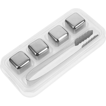 

4 Pcs Stainless Steel Ice Cubes Stainless Steel Cooler Home Tools Wine Cooler Whiskey Ice Stones Metal Whiskey Cubes Square Ice Cubes Chilling Stone Whiskey Chilling Cubes Wine Set