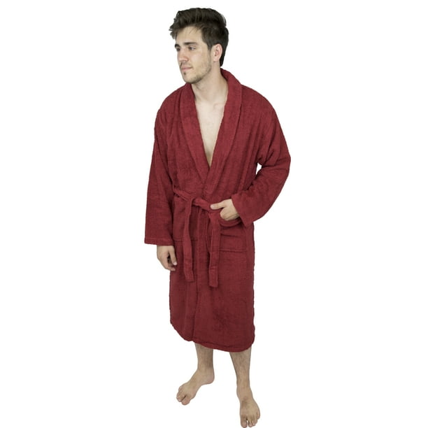 Skylinewears - Men?s 100% Terry Cotton Bathrobe Toweling Robe Maroon XXL - Walmart.com - Walmart.com