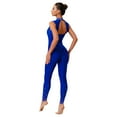 thumbnail image 3 of Fldy Womens Sparkly Rhinestone Gymnastics Romper Sleeveless Unitard for Rhythmic Dance Competition Royal Blue L, 3 of 6