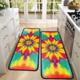 thumbnail image 4 of Kitchen Rugs Sets Of 2,Tie Dye Colorful Flower Pattern Anti Fatigue Kitchen Mat Rugs Non Slip Washable,Decorative Kitchen Floor Mats for Kitchen,Sink,Laundry,17"x47"+17"x47", 4 of 5