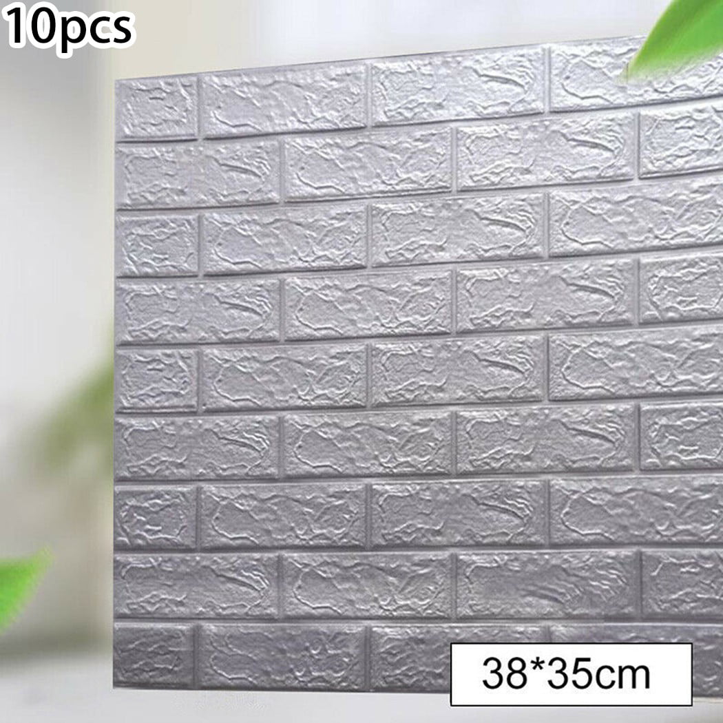 10pcs 3D Tile Brick Stone Wall Sticker Foam Panel Self Adhesive Waterproof Decor 
