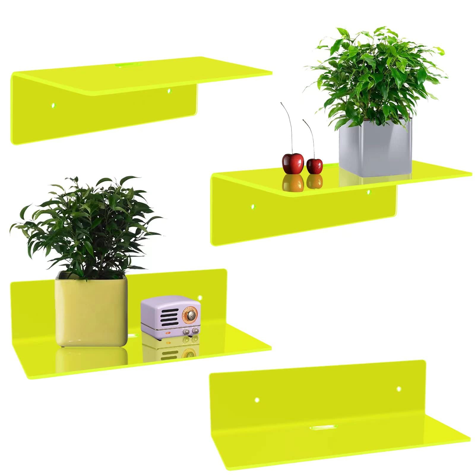 4 Pack Acrylic Floating Shelves, Acrylic Wall Shelves Display Ledges