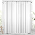 thumbnail image 5 of 72x72 Inch White Striped Long Shower Curtain Fabric Farmhouse Gingham Waffle Bathtub Curtain Nautical Stripe Shabby Chic Shower Curtains for Kids Bathroom Decor Waterproof with Hooks, 5 of 6