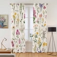 thumbnail image 2 of Wildflowers Kitchen Curtains 96 Inch Length, Blossoming Botanical Prints Garden Floral Grommet Top Bedroom Living Room Curtains, Light Filtering Cafe Curtain Drapes 2 Panels Set 104''x96'', 2 of 9