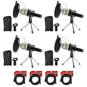 4 Beyerdynamic TG-V50 Podcast Podcasting Microphones w/Stands+Cables+Pop Filters