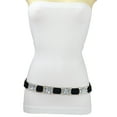 thumbnail image 2 of Women Black Elastic Belt Silver Bling Gold Metal Buckle S M, 2 of 17