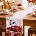 thumbnail image 5 of Valentine's Day Table Runner - 48 Inch Long Red Truck Roses Love Leaves Pink Plaid Cotton and Linen Blended Dress Scarves Farmhouse Table Runner for Kitchen Dining, Coffee Table, 13" x 48", 5 of 8