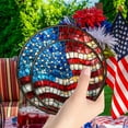 thumbnail image 4 of Penkiiy Acrylic Stained Glass Window Hanging American Flag Ornaments, Double -Sided 4th of July Red White and Blue Round Window Panel Art Crafts Decorations for Front Door Wall Tree Home Decor, 4 of 8