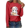 thumbnail image 5 of YUGYXL Halloween Clothes for Women Funny Printed Shirts Spooky Season Tops Long Sleeeve Pullovers Cute Ghost Tee Red M, 5 of 7