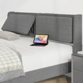 thumbnail image 3 of CREATIVE HOBBIES King Size Bed Frame with Cushioned Adjustable Headboard and USB Ports No Box Spring NeededSlat Support Platform Bed, 3 of 7