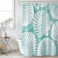thumbnail image 2 of Small Stall Shower Curtain 36x72 Inch Narrow Half Size Teal Scallop Coastal Bath Curtains Bathroom Decor, Summer Beach Nautical Waterproof Fabric Shower Curtain Set with Hooks 36 Inch, 2 of 7