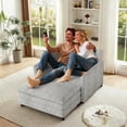 thumbnail image 7 of FFH Oversized Accent Chair with Ottoman, Lounge Chair Chenille Armchair Indoor, Cloud Sofa Chair for Living Room, Bedroom, Light Gray, 7 of 7