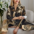 thumbnail image 4 of Goofa Ancient Skull Cave Landscape Printed Women’s 2 Piece Pajama Set Super,Pajamas Women's Long Sleeve Sleepwear Soft Button Down Loungewear Pjs Lounge Set Nightwear-Medium, 4 of 9