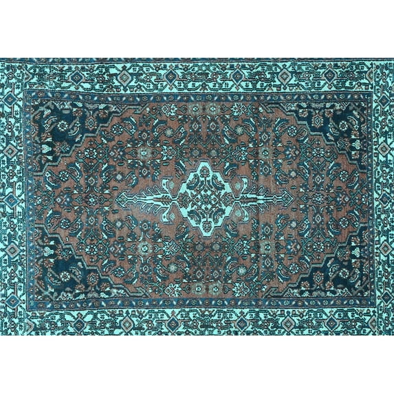 Ahgly Company Indoor Rectangle Persian Light Blue Traditional Area Rugs, 5' x 7'