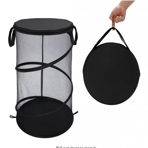 LAMIRO Mesh Laundry Hamper,Foldable Portable Laundry Basket,Collapsible Dirty Clothes Hamper,Large Laundry Basket with Lid