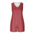 thumbnail image 6 of ZyeKqe Summer Rompers for Women Sleeveless Tank Top Jumpsuits Wide Leg Shorts Overalls with Pockets, 6 of 7