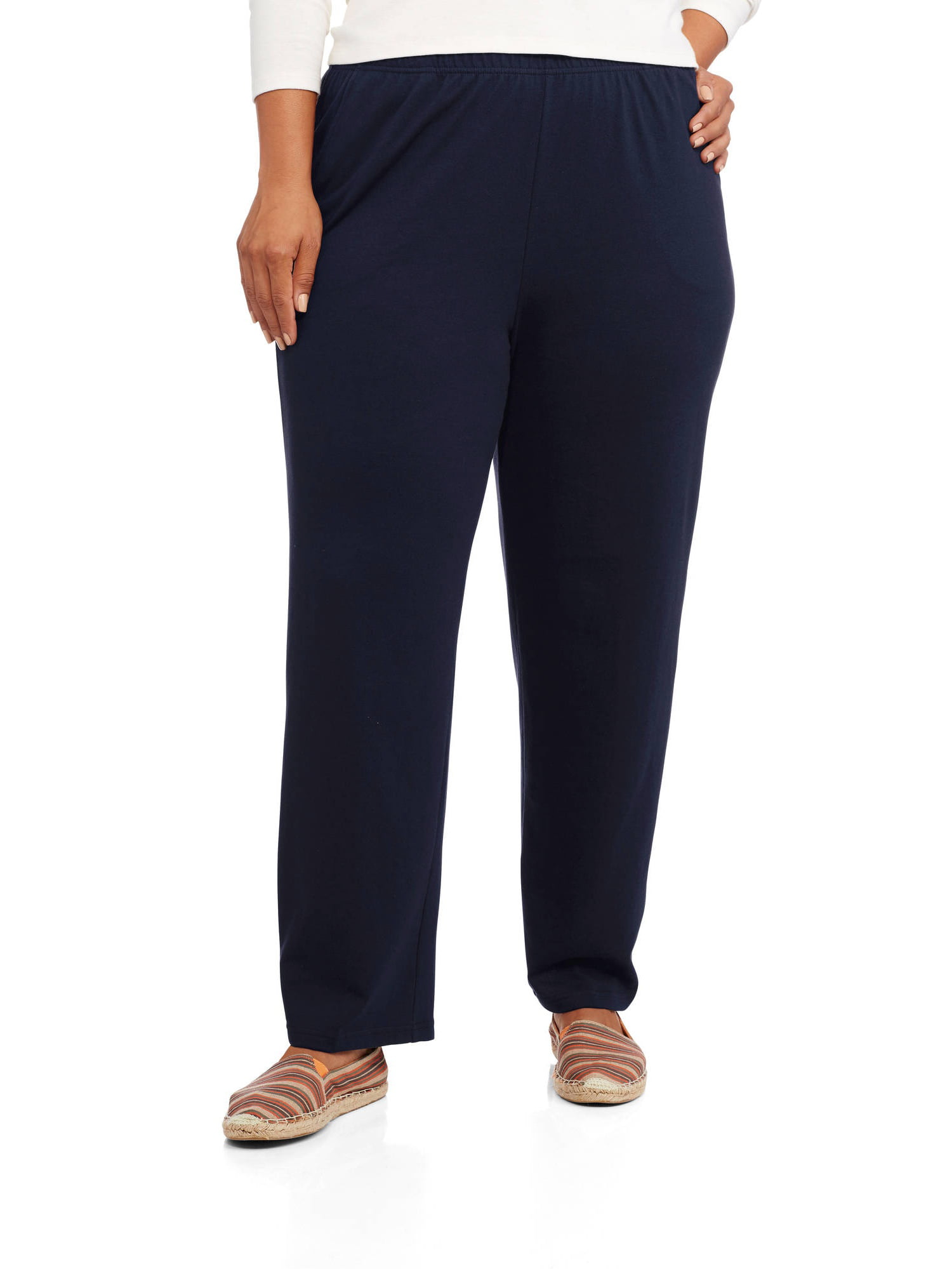 Women's Plus-Size Essential Pull-On Knit Pants - Walmart.com