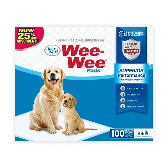 Four Paws Wee-Wee Superior Performance Dog Pee Pads 22" x 23" (100 Count)
