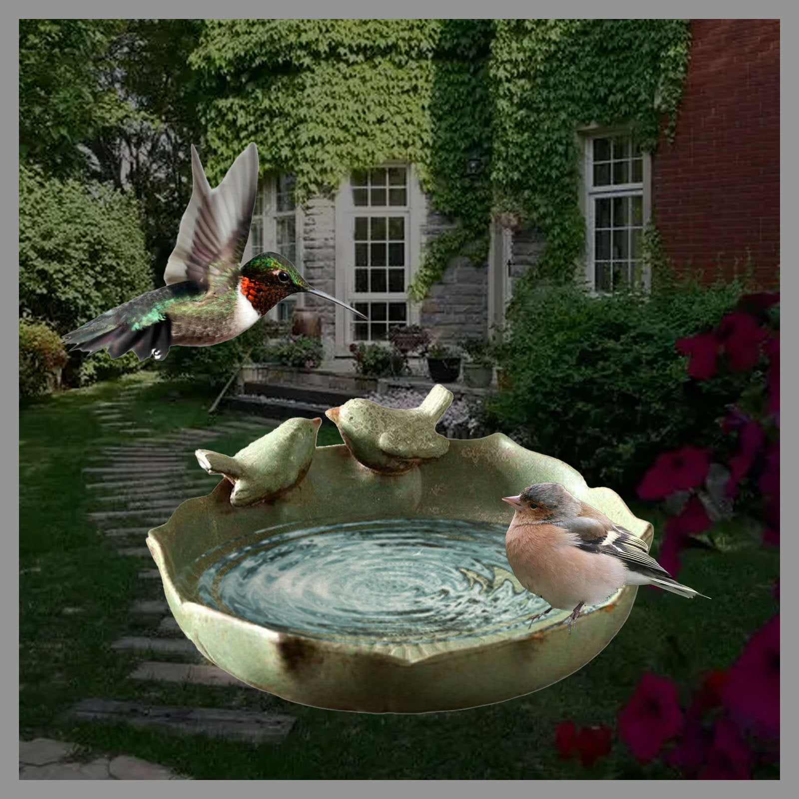 Ceramic bird bath, bird watering container, outdoor bird feeding bowl, bird watering accessory, multifunctional feeding dish, garden decoration for garden and terrace
