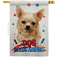 Breeze Decor H120212-BO Patriotic Apple Head Chihuahua Animals Dog 28 x 40 in. Double-Sided Decorative Vertical House Flag for Decoration Banner Garden Yard Gift