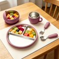thumbnail image 4 of Lunxisen 1 Pcs Stainless Steel Suction Cup Fork And Spoon Set Toddler Self Feeding Utensils Non Silicone Suction Plate For Mealtime, 4 of 7