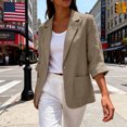 thumbnail image 3 of Womens Linen Blazer Cardigans Lightweight 3/4 Sleeve Casual Work Office Breathable Dressy Suit Jackets with Pockets, S-5XL, 3 of 9