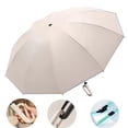 thumbnail image 3 of Folding Umbrella Large Canopy for One Person Compact Travel Umbrella with Hook Handle Portable Collapsible Umbrella for Backpack Carry and Outdoor Commuting, 3 of 13