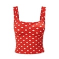 thumbnail image 4 of LEKWK Tank Tops for Women Trendy Square Neck Polka Dots Tight T Shirts Sleeveless Slim Fit Basic Crop Tops Summer Fashion Going Out Y2K Outfit, 4 of 6
