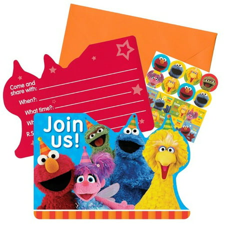 Sesame Street Elmos Big Bird Cookie Monster Birthday Party Invitations 16 Count Save the Date Stickers
