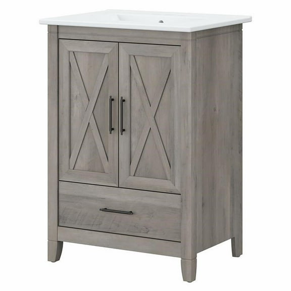 Pemberly Row 24"W Engineered Wood Bathroom Vanity Cabinet in Driftwood Gray