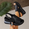thumbnail image 4 of Platform Wedge Sandals for Women Open Toe Slingback Heels Comfortable Soft Footbed Buckle Ankle Strap Walking Shoes Black Size 8.5, 4 of 8