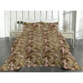 thumbnail image 2 of Ambesonne Vintage Quilted Bedspread Set 3 Pcs, Grunge Floral Ornament Rose, Twin, Caramel Coral and Mustard, 2 of 4
