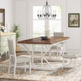 thumbnail image 2 of Tribesigns Farmhouse Dining Table for 6 People, 70.8-Inch Rectangular Wood Dining Table, Rustic Kitchen Table with Heavy Duty Metal Legs for Dining Room (Brown/White), 2 of 15