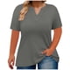 thumbnail image 1 of Camisetas Casuales de Mujer Cuello en V Color Sólido Camiseta de Gran Tamaño Poliéster Ligero, Blusa Suelta para Verano Primavera Diaria, 1 of 5