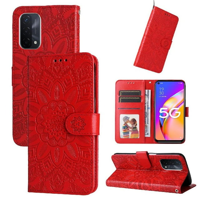 Funda tipo cartera GANGXUN para OnePlus Nord N200 , diseño girasol, cuero PU, soporte, cierre magnético, tarjetero